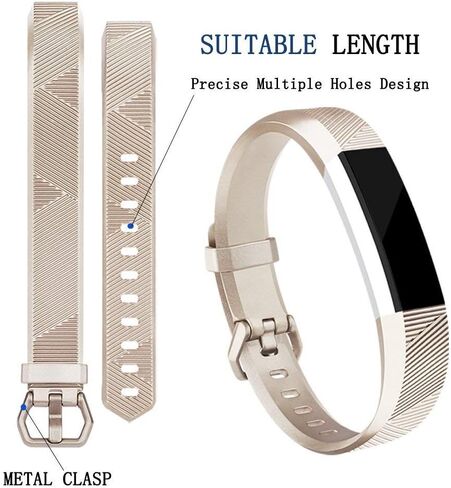 Tobfit Pack 2 Sport Bands Compatible with Fitbit Alta Bands/Alta HR/Ace, Soft TPU Replacement Wristbands with Metal Secure Buckle for Women Men (Black/Black, Large) in Kuwait