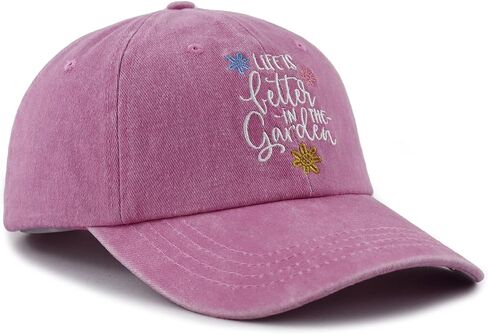Life is Better in The Garden Hat for Women, Adjustable Embroidered Cotton Gardening Baseball Cap in Saudi Arabia