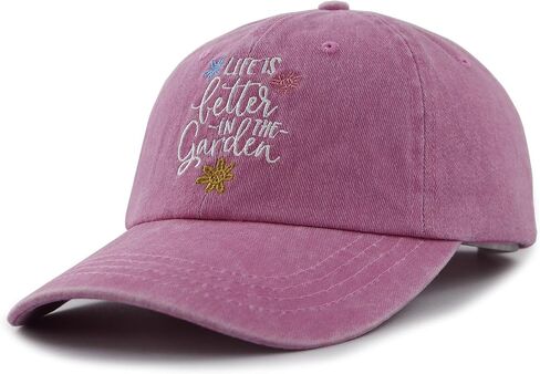 Life is Better in The Garden Hat for Women, Adjustable Embroidered Cotton Gardening Baseball Cap in Saudi Arabia