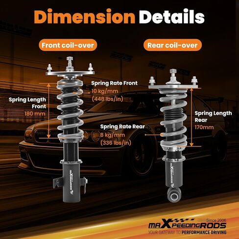 MaxPeedingrods Coilover لـ Subaru WRX و WRX STI Sedan 2015-2021 ، 24 مستويات مجموعة التعليق القابلة للتعديل ، والارتفاع القابل للتعديل صدمات لخفض مجموعة مخفض in Saudi Arabia