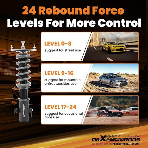 MaxPeedingrods Coilover لـ Subaru WRX و WRX STI Sedan 2015-2021 ، 24 مستويات مجموعة التعليق القابلة للتعديل ، والارتفاع القابل للتعديل صدمات لخفض مجموعة مخفض in Saudi Arabia