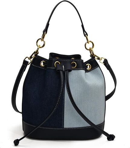 Denim Bucket Bag for Women Handbag Trendy Jean Purse Drawstring Crossbody Shoulder Bag in Saudi Arabia
