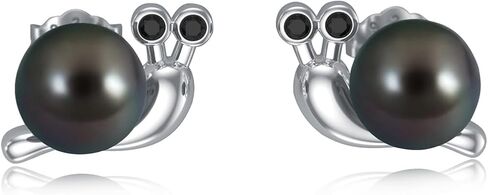 Tahitian Black Pearl Earrings 925 Sterling Silver Black Snake Stud Earrings Animal Snake Jewelry Pearl Gift for Wife Women Mom Jewelry for Wedding Birthday in Saudi Arabia