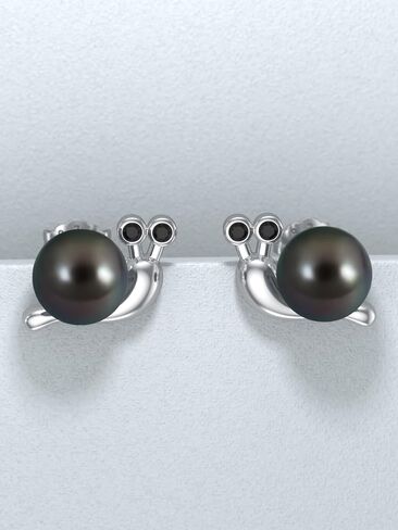 Tahitian Black Pearl Earrings 925 Sterling Silver Black Snake Stud Earrings Animal Snake Jewelry Pearl Gift for Wife Women Mom Jewelry for Wedding Birthday in Saudi Arabia