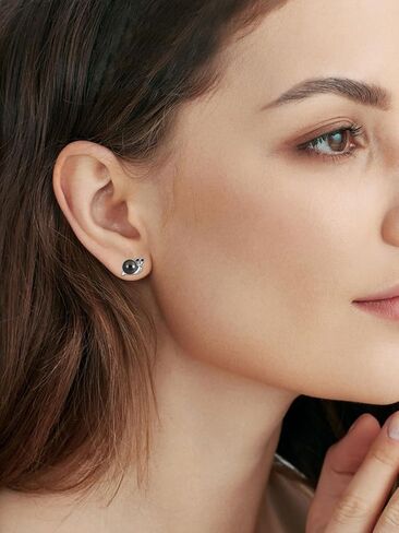 Tahitian Black Pearl Earrings 925 Sterling Silver Black Snake Stud Earrings Animal Snake Jewelry Pearl Gift for Wife Women Mom Jewelry for Wedding Birthday in Saudi Arabia