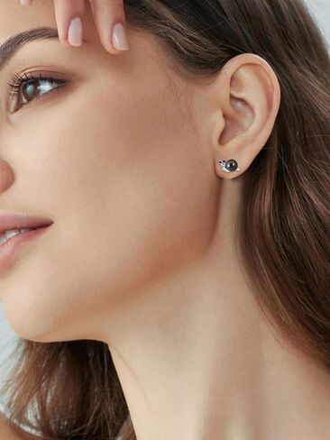 Tahitian Black Pearl Earrings 925 Sterling Silver Black Snake Stud Earrings Animal Snake Jewelry Pearl Gift for Wife Women Mom Jewelry for Wedding Birthday in Saudi Arabia