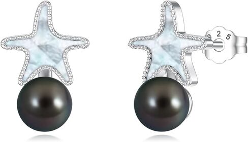 Tahitian Black Pearl Earrings 925 Sterling Silver Black Snake Stud Earrings Animal Snake Jewelry Pearl Gift for Wife Women Mom Jewelry for Wedding Birthday in Saudi Arabia