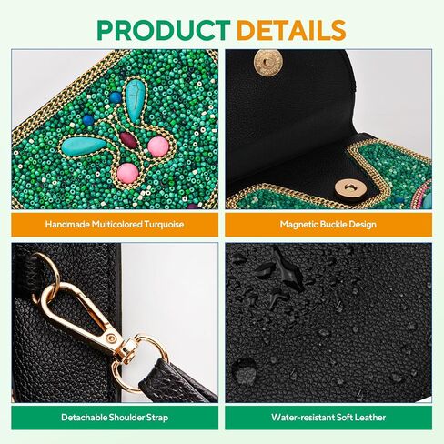 Small Beaded Crossbody Bag for Women, Boho Cell Phone Shoulder Purse Wallet with Handcrafted Colorful Beads in Saudi Arabia
