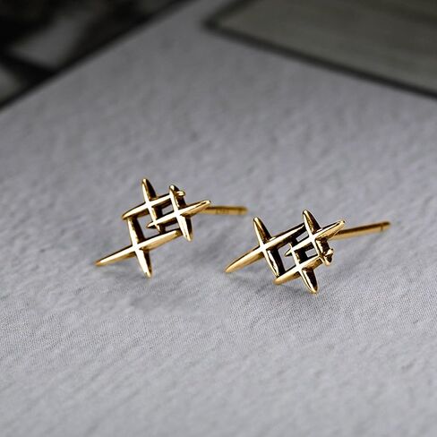 925 Sterling Silver Cross Star أقراط للنساء الرجال الرجعية الحد الأدنى البسيط عبر الغضروف المرتفع in Kuwait