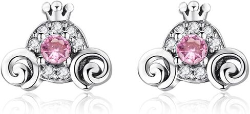 Cute Pumpkin Carriage Stud Earrings for Women 925 Sterling Silver Cubic Zirconia Vintage Lucky Princess Tiny Small Studs Cartilage Hypoallergenic Holiday Birthday Halloween Jewelry Dainty Gifts Daughter Niece in Saudi Arabia