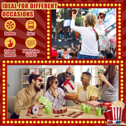 1000 Pcs Carnival Roll Tickets Raffle Tickets 2" x 2" Carnival Circus Party Tickets Double Roll 2000 Sheets Total 50/50 Raffle Tickets Stamps Party for Events Entry Class Reward Prizes in Kuwait