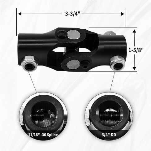 11/16-36 spline x 3/4 "DD Black Steering Universal Coint Single u sneft ، الطول الإجمالي: 96 مم (3-3/4") in Kuwait