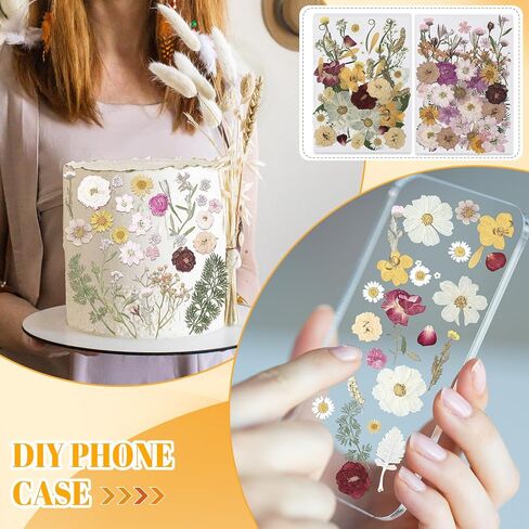 Nuanchu Pressed Flowers Bulk Dried Flower for Crafts, Dried Flower Leave Natural with Tweezer for Resin Mold Scrapbooking DIY (Vivid Colors,Blossom Style) in Saudi Arabia