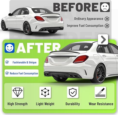 ناشر المصد الخلفي متوافق مع 2015-2019 مرسيدس بنز C Class W205/C300 قاعدة سيدان C63 النمط الخلفي السفلي الشفاه الصد in Kuwait