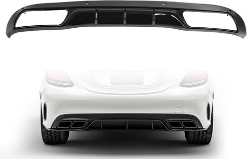 Rear Bumper Diffuser Compatible with 2015-2019 Mercedes Benz C Class W205/C300 Base Sedan C63 Style Rear Lower Bumper Lip Splitter Valance Bumper Spoiler, Plastic(PP) Painted Gloss Black in Saudi Arabia