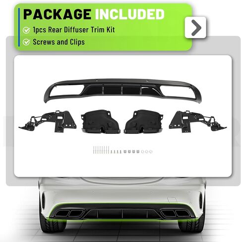 Rear Bumper Diffuser Compatible with 2015-2019 Mercedes Benz C Class W205/C300 Base Sedan C63 Style Rear Lower Bumper Lip Splitter Valance Bumper Spoiler, Plastic(PP) Painted Gloss Black in Saudi Arabia