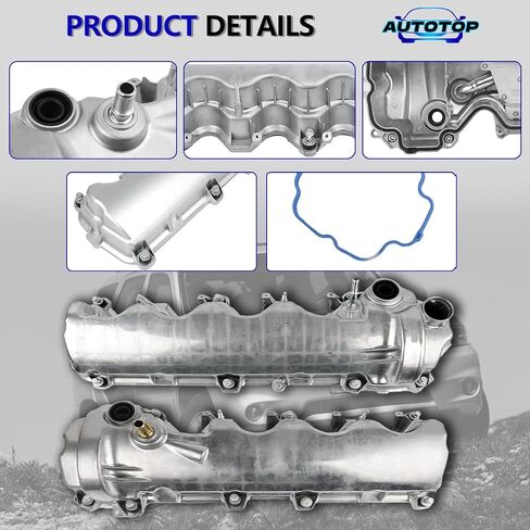 زوج اليسار + غطاء الصمام الأيمن ث/طوقا متوافق مع فورد المستكشف لينكولن Navigator Mercury Mountaineer V8 4.6L 5.4L 2004-2014 ، استبدل 264-909 9L1Z6582C 264-908 7L1Z6584A in Saudi Arabia