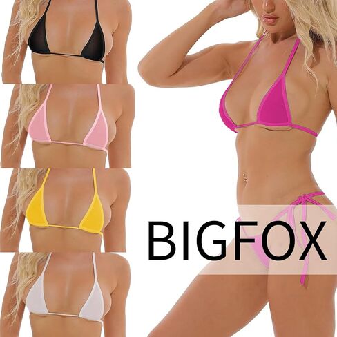 Women's Sexy Bikini Set, Elastic Mini Triangle Halter Top with Adjustable Tie Side G String Briefs as Swimsuit, Lingerie in Kuwait