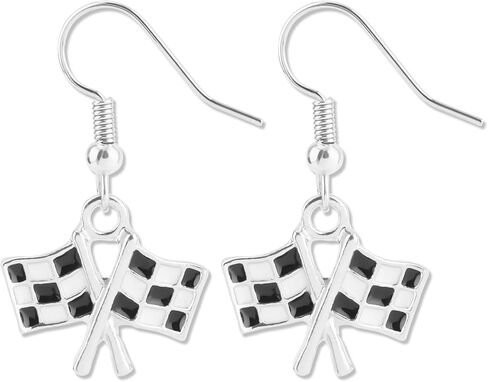 Checkered Flag Drop Earrings, Black and White Checkered Dangle Earrings for Women Race Plaid Charm Earring Racing Earrings Race Day Gifts Race Car Earrings Jewelry For Racers Racing Fans in Saudi Arabia