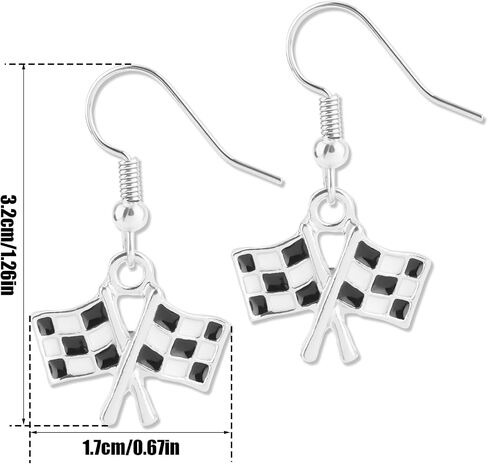 Checkered Flag Drop Earrings, Black and White Checkered Dangle Earrings for Women Race Plaid Charm Earring Racing Earrings Race Day Gifts Race Car Earrings Jewelry For Racers Racing Fans in Saudi Arabia