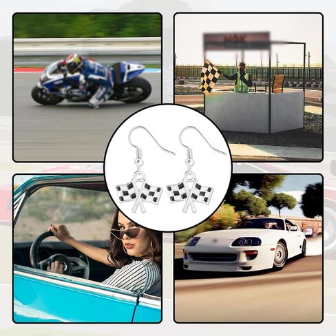 Checkered Flag Drop Earrings, Black and White Checkered Dangle Earrings for Women Race Plaid Charm Earring Racing Earrings Race Day Gifts Race Car Earrings Jewelry For Racers Racing Fans in Saudi Arabia