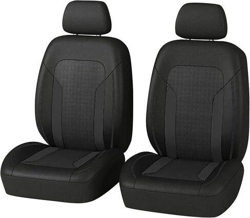 4PCS Universal Car Seat Cover with Breathable Mesh Backrest,Comfortable Car Seat Protector with Foam Padding and Retaining Buckle,Highly Elastic Car Seat Covers Full Set (Black) in Saudi Arabia