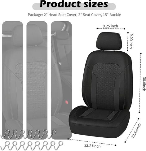 4PCS Universal Car Seat Cover with Breathable Mesh Backrest,Comfortable Car Seat Protector with Foam Padding and Retaining Buckle,Highly Elastic Car Seat Covers Full Set (Black) in Saudi Arabia