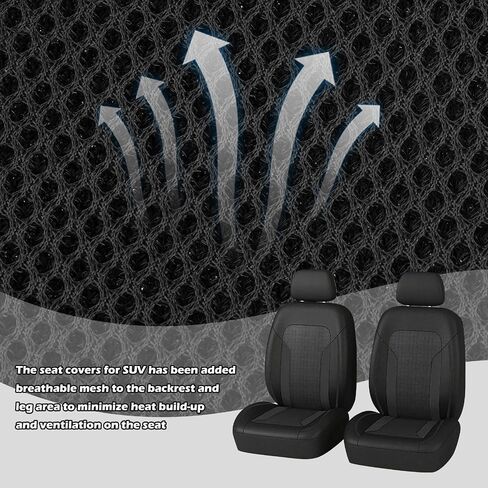 4PCS Universal Car Seat Cover with Breathable Mesh Backrest,Comfortable Car Seat Protector with Foam Padding and Retaining Buckle,Highly Elastic Car Seat Covers Full Set (Black) in Saudi Arabia