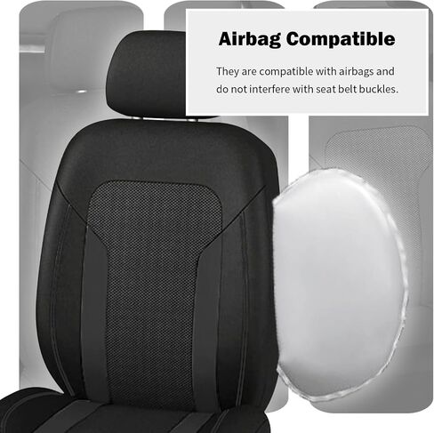 4PCS Universal Car Seat Cover with Breathable Mesh Backrest,Comfortable Car Seat Protector with Foam Padding and Retaining Buckle,Highly Elastic Car Seat Covers Full Set (Black) in Saudi Arabia