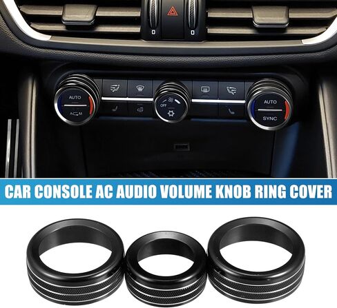 Car Console AC Audio Volume Ring Cover for Alfa Romeo Giulia Stelvio 2017-2019 Silver Tone (مجموعة 3) in Kuwait