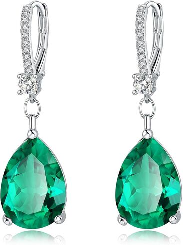 S925 Sterling Silver Teardrop Leverback Dangle Earrings for Women Hypoallergenic, 10×14mm Pear Cubic Zircon Drop Earrings Trendy Jewelry for Sensitive Ears in Kuwait