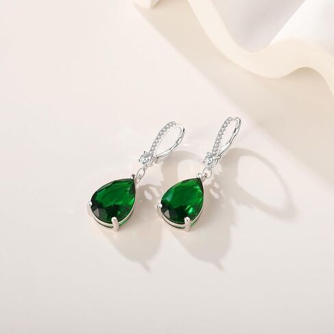 S925 Sterling Silver Teardrop Leverback Dangle Earrings for Women Hypoallergenic, 10×14mm Pear Cubic Zircon Drop Earrings Trendy Jewelry for Sensitive Ears in Kuwait