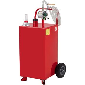 Fuel Caddy 20 Gallon, Portable Gas Caddy with Manual Transfer Pump, Diesel Gasoline Container with 2 Wheels, Gas Transfer Tank for Cars, Lawn Mowers, ATVs, Boats, Red in Kuwait