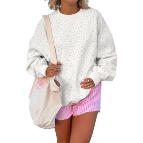 النساء اللطيفات زهول الأزهار الطباعة طاقم الرقبة بلوزات y2k سقوط الصوف كبير الأكمام طويلة الأكمام السحب السحب in Kuwait