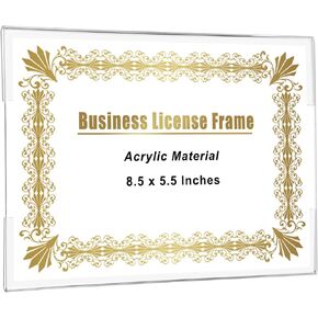 Juxyes Clear Acrylic Business License Frant for Wall ، 5.5 × 8.5 بوصة ، إطار عرض شهادة الترخيص ، إطار مهني التثبيت على الحائط لوثيقة شهادة رخصة العمل ، بدون حفر in Kuwait