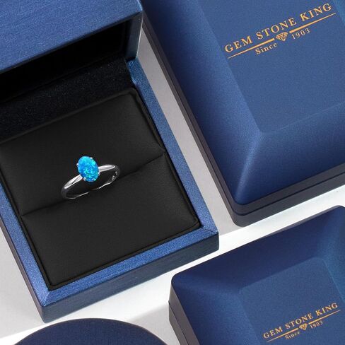جوهرة ستون كينغ 14K الذهب الأبيض البيضاوي 7X5MM الأحجار الكريمة جوهرة سوليتير خاتم الخطوبة | خاتم ذهبي لوعد الذكرى السنوية للزفاف والخطوبة للنساء | متوفر بمقاسات 5، 6، 7، 8، 9 in Saudi Arabia
