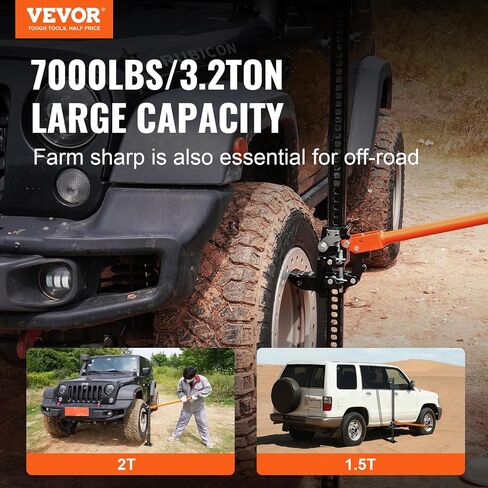 VEVOR Farm Jack, 34" Utility High Lift Farm Jack, 3.18 Ton (7,000 lbs) Capacity Ratcheting Off Road Utility Jacks, Heavy-Duty Lift Jacks with 5.12"-28" Lifting Range for Tractor, Truck, SUV in Saudi Arabia
