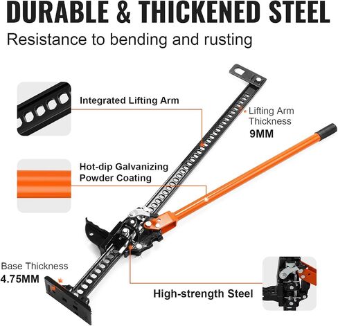 VEVOR Farm Jack, 34" Utility High Lift Farm Jack, 3.18 Ton (7,000 lbs) Capacity Ratcheting Off Road Utility Jacks, Heavy-Duty Lift Jacks with 5.12"-28" Lifting Range for Tractor, Truck, SUV in Saudi Arabia