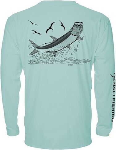 Denali Men's Fishing Tournament Tarpon Teaser UPF 50+ Long Sleeve T-Shirt, UV Protection, Signature Logo Fisherman's Shirt in Kuwait