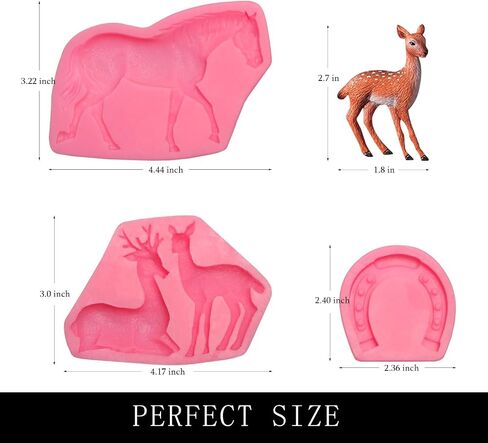 Deer Molds Chocolate Silicone, 3 Packs Sika Deer Rabbit Animal Fondant Molds for Forest Animal Theme Cake Decorating, Cupcake Toppers, Gum Paste Clay Resin in Kuwait