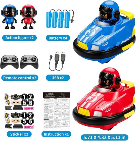 2 Pack RC Cars Toys for Ages 2-4 Toddlers|Remote Control Bumper Cars Toys for Ages 5-7 Kids|Birthday Gift for 3 4 5 6 7 8 Year Old Boys with goalmouth in Kuwait