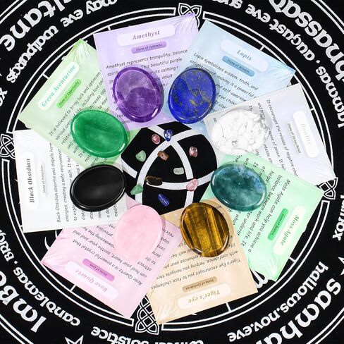 Worry Stones for Anxiety, 8pcs Worry Stone, Worry Stones Bulk, Palm Stone, Natural Crystals and Healing Stones, Stress Meditation Crystal in Saudi Arabia