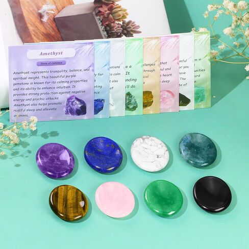 Worry Stones for Anxiety, 8pcs Worry Stone, Worry Stones Bulk, Palm Stone, Natural Crystals and Healing Stones, Stress Meditation Crystal in Saudi Arabia