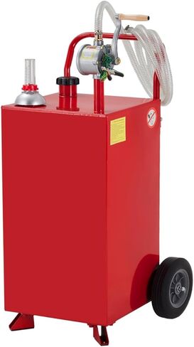 Fuel Caddy 20 Gallon, Portable Gas Caddy with Manual Transfer Pump, Diesel Gasoline Container with 2 Wheels, Gas Transfer Tank for Cars, Lawn Mowers, ATVs, Boats, Red in Kuwait