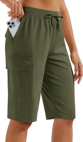 MAGCOMSEN Women's 13" Long Hiking Shorts UPF50+ Lightweight Quick Dry Knee Length Bermuda Cargo Shorts with 6 Pockets in Saudi Arabia