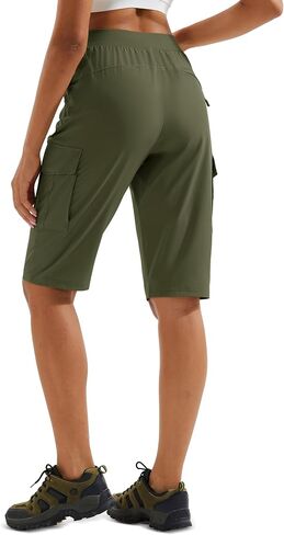 MAGCOMSEN Women's 13" Long Hiking Shorts UPF50+ Lightweight Quick Dry Knee Length Bermuda Cargo Shorts with 6 Pockets in Saudi Arabia