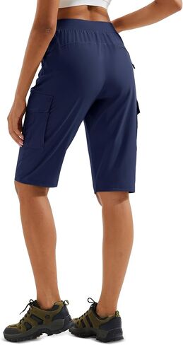 MAGCOMSEN Women's 13" Long Hiking Shorts UPF50+ Lightweight Quick Dry Knee Length Bermuda Cargo Shorts with 6 Pockets in Saudi Arabia
