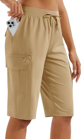 MAGCOMSEN Women's 13" Long Hiking Shorts UPF50+ Lightweight Quick Dry Knee Length Bermuda Cargo Shorts with 6 Pockets in Saudi Arabia