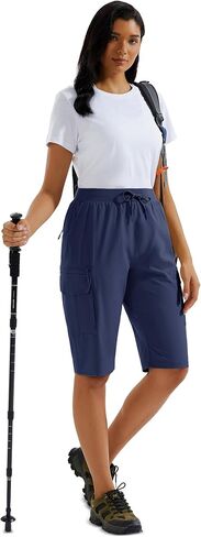 MAGCOMSEN Women's 13" Long Hiking Shorts UPF50+ Lightweight Quick Dry Knee Length Bermuda Cargo Shorts with 6 Pockets in Saudi Arabia