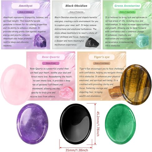 Worry Stones for Anxiety, 8pcs Worry Stone, Worry Stones Bulk, Palm Stone, Natural Crystals and Healing Stones, Stress Meditation Crystal in Saudi Arabia